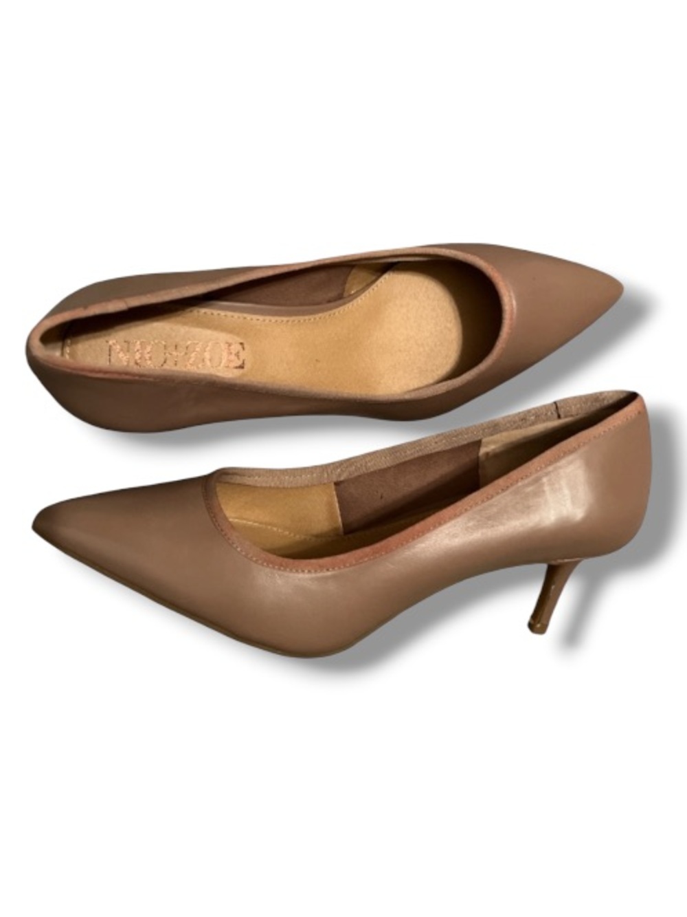 NIC+ZOE Women’s Cora Pointy Toe Classic Pumps Camel Tan Heels Leather Pointed